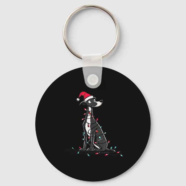 Funny Whippet Christmas Graphics Dog Lights Lover  Keychain (Front)