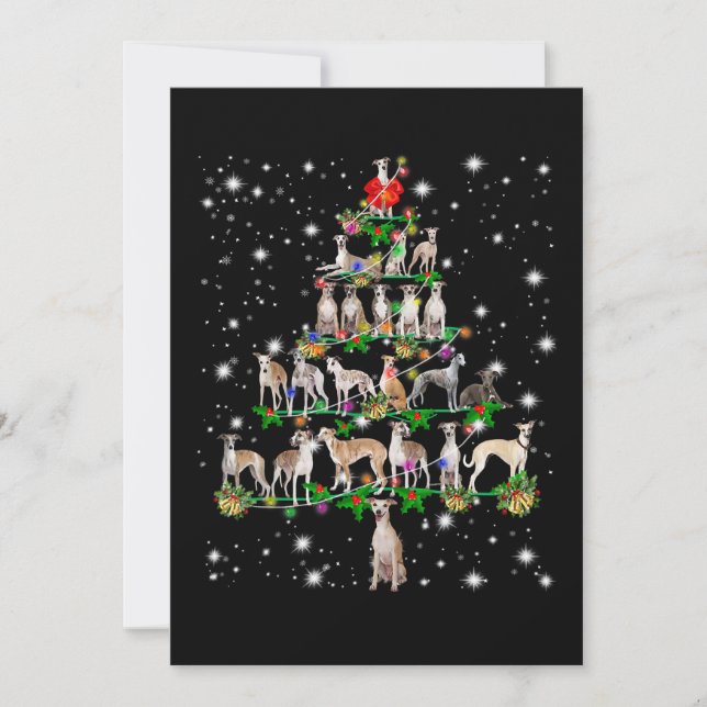 Funny Whippet Christmas Tree  Ornament Decor gift Invitation (Front)
