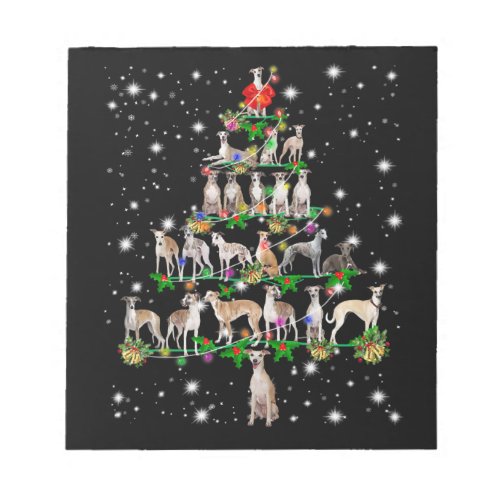 Funny Whippet Christmas Tree  Ornament Decor gift Notepad