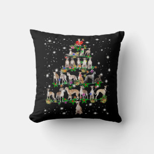 Funny Whippet Christmas Tree Ornament Decor gift Throw Pillow