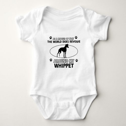 Funny whippet designs baby bodysuit