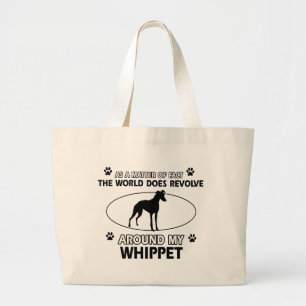 Funny whippet designs large tote bag