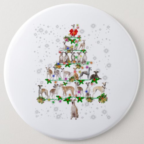 Funny Whippet Dog Christmas Tree Ornament Decor Button