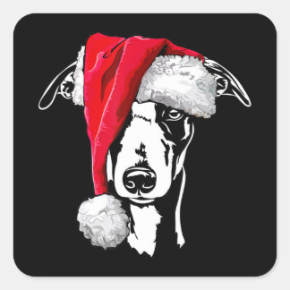 funny whippet santa christmas dog mom gift present square sticker