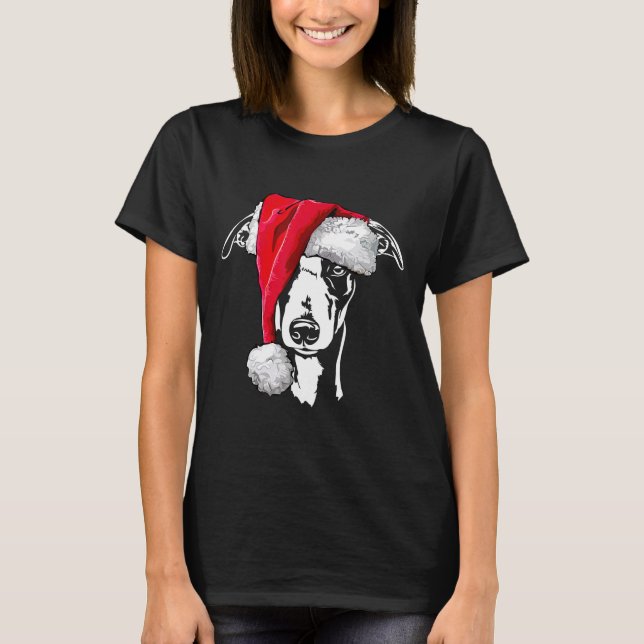 funny whippet santa christmas dog mom gift present T-Shirt (Front)