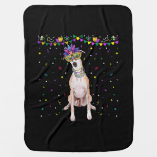 Funny Whippet Wearing Carnival Mask Mardi Gras Bea Baby Blanket