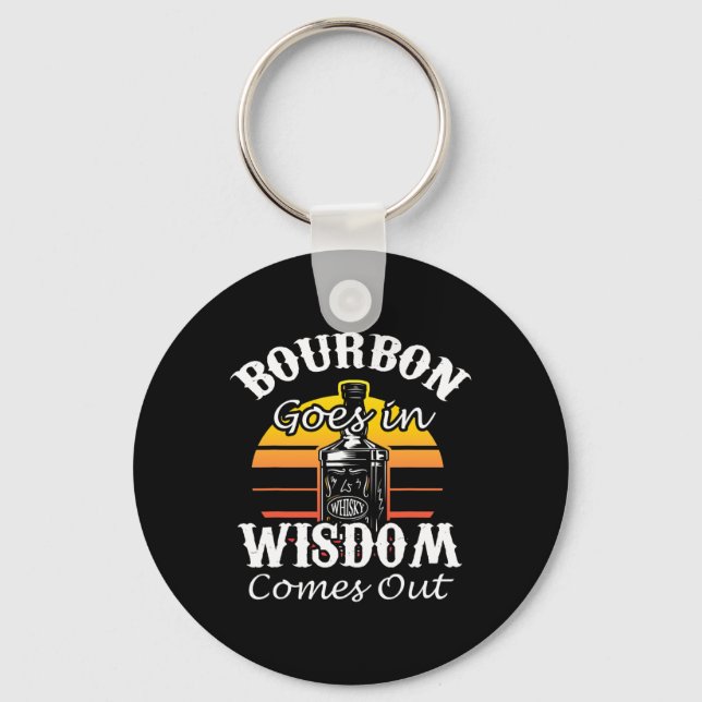 Funny Whiskey Bourbon Drinking Gift For Whisky Fan Keychain (Front)