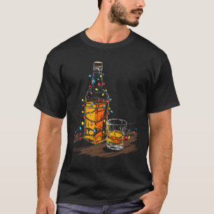 Funny Whiskey Christmas Graphics Lights Lover Long T-Shirt