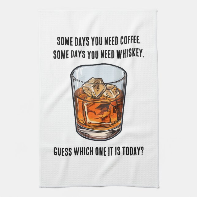 Funny Whiskey Tumbler - Coffee or Whiskey? Kitchen Towel (Vertical)