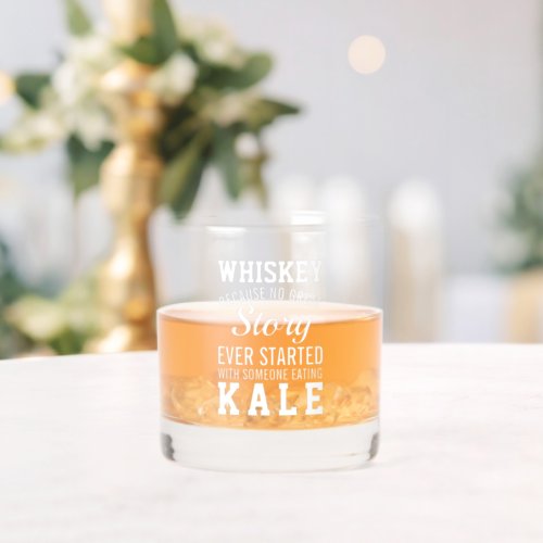 Funny Whiskey Versus Kale Quote White Text Whiskey Glass