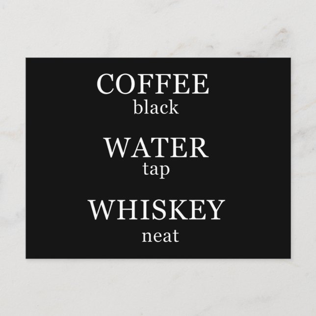 Funny whisky quotes humor whiskey sayings postcard (Front)