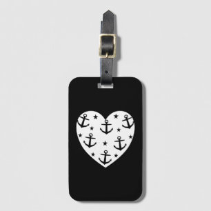 Funny White Anchors Heart Luggage Tag