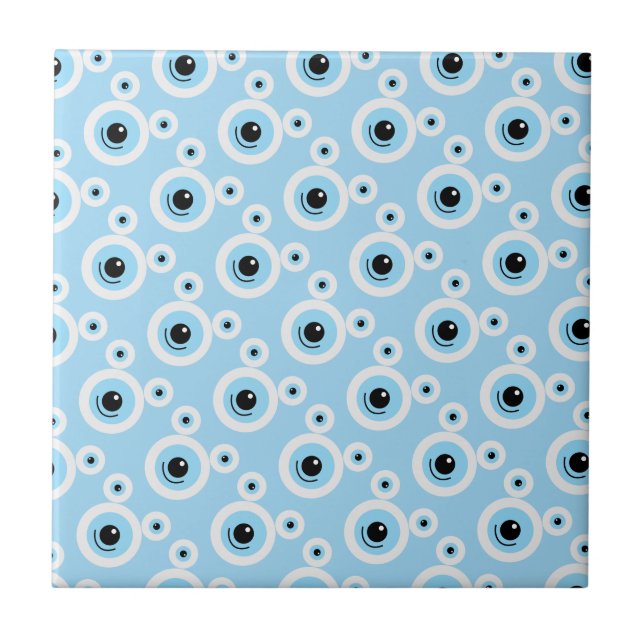 Funny white bear face ceramic tile (Front)