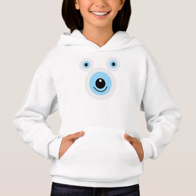 Funny white bear face hoodie (Front)