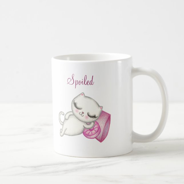 Funny White Cat Coffee Mug (Right)