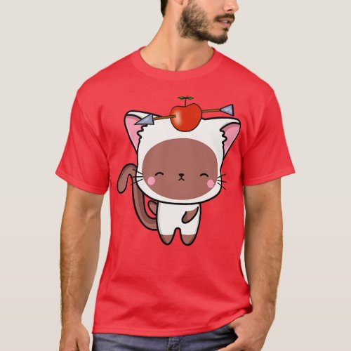 Funny White cat is playing william tell with an ap T_Shirt