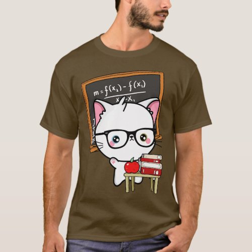 Funny White Cat is teaching 2 T_Shirt