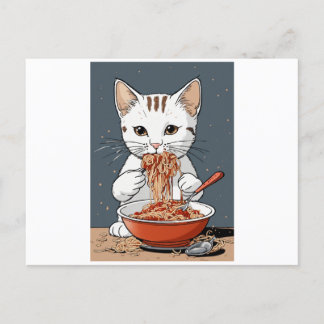 Funny white cat postcard