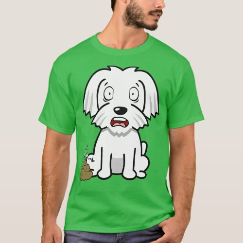 Funny white dog smells stinky poo poo T_Shirt
