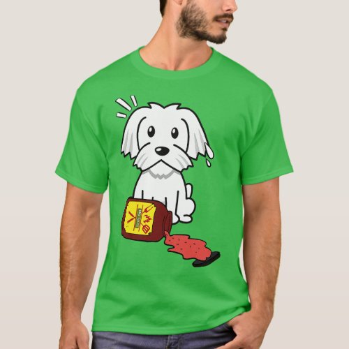 Funny white dog Spills BBQ Sauce T_Shirt