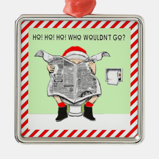 Funny White Elephant Christmas Metal Ornament (Front)