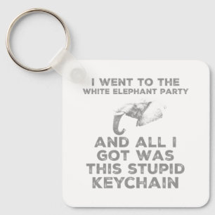 Funny White Elephant Christmas Party Design Keychain