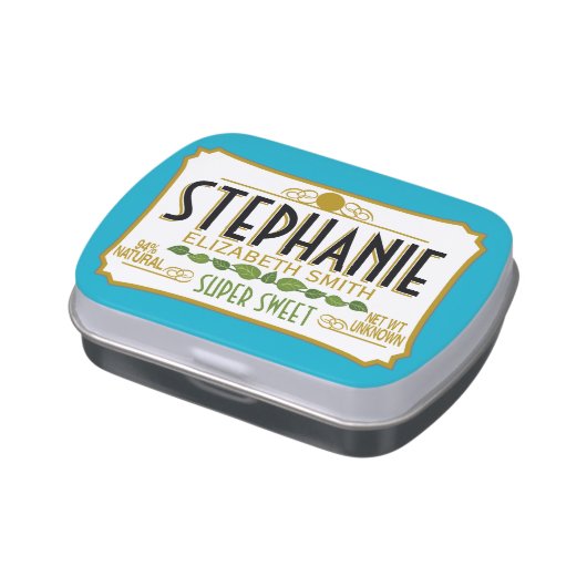 Funny White Elephant Gift with Name Jelly Belly Tin (Side)