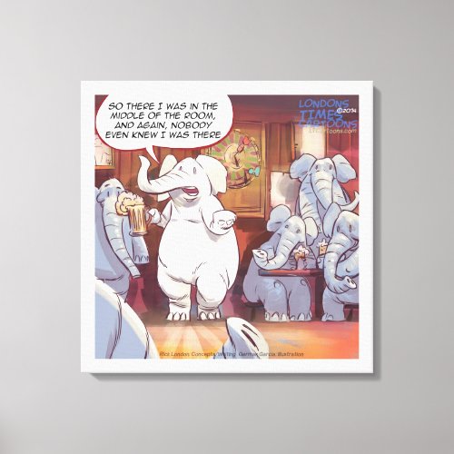 Funny White Elephant In Room Canvas Print