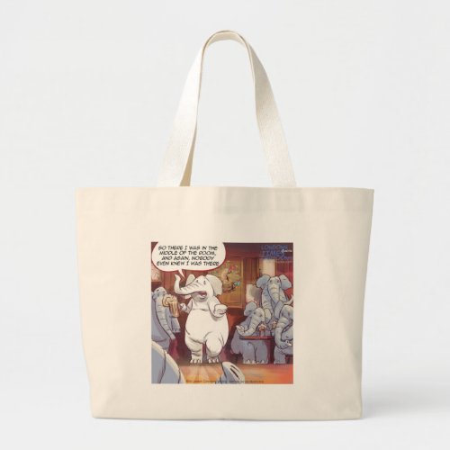 Funny White Elephant In The Room Large Tote Bag