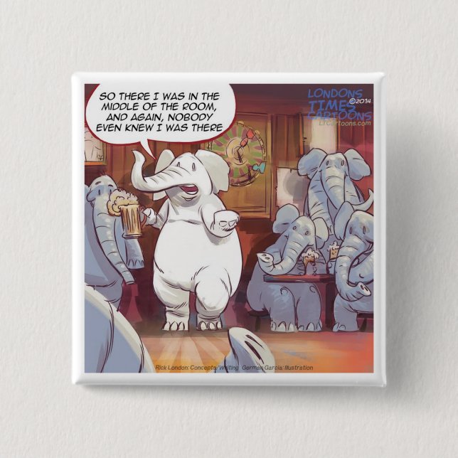 Funny White Elephant In The Room Pinback Button (Front)
