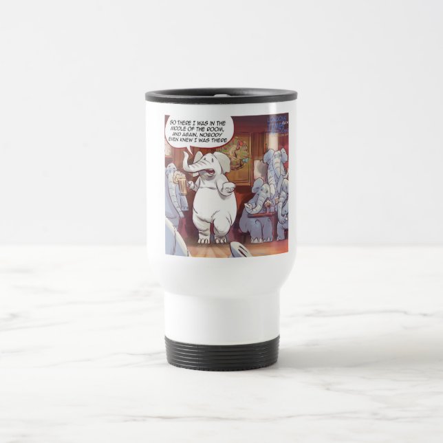Funny White Elephant In The Room Travel Mug (Center)
