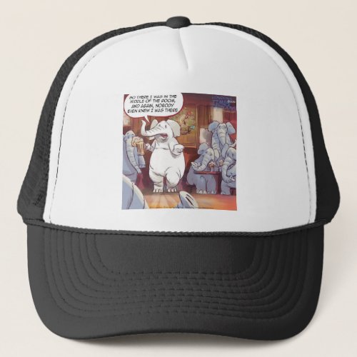 Funny White Elephant In The Room Trucker Hat