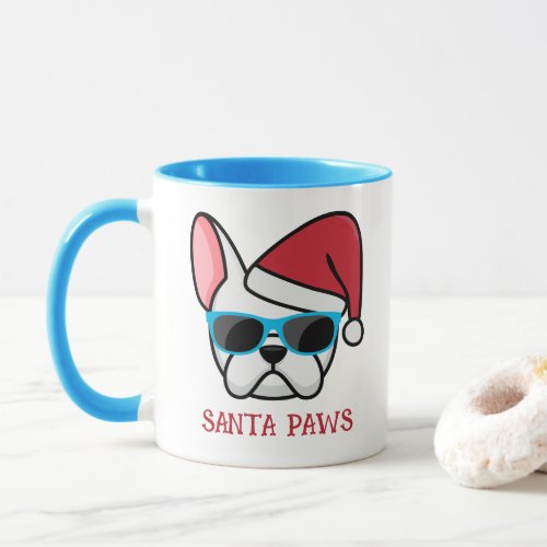 Funny White Frenchie Santa Paws Christmas Mug