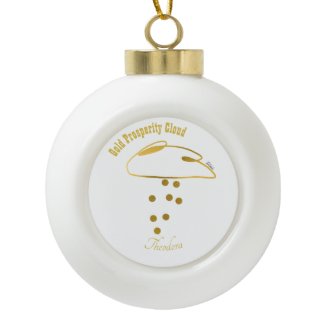 Funny White Gold Prosperity Cloud Ceramic Ball Christmas Ornament