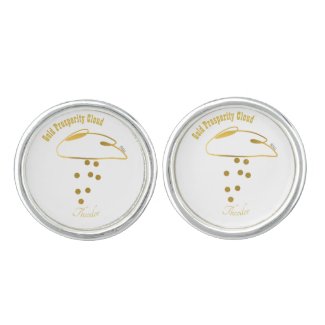 Funny White Gold Prosperity Cloud Cufflinks