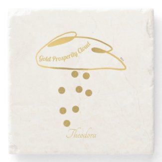 Funny White Gold Prosperity Cloud Stone Coaster