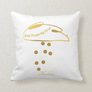 Funny White Gold Prosperity Cloud Throw Pillow