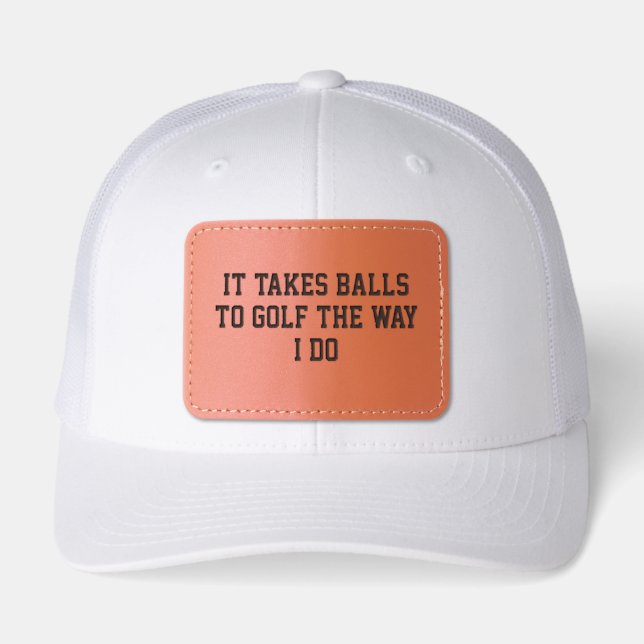 Funny White Golf Leather Patch Hat (Front)