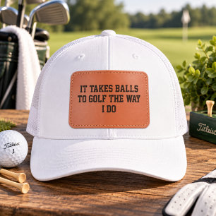 Funny White Golf Leather Patch Hat
