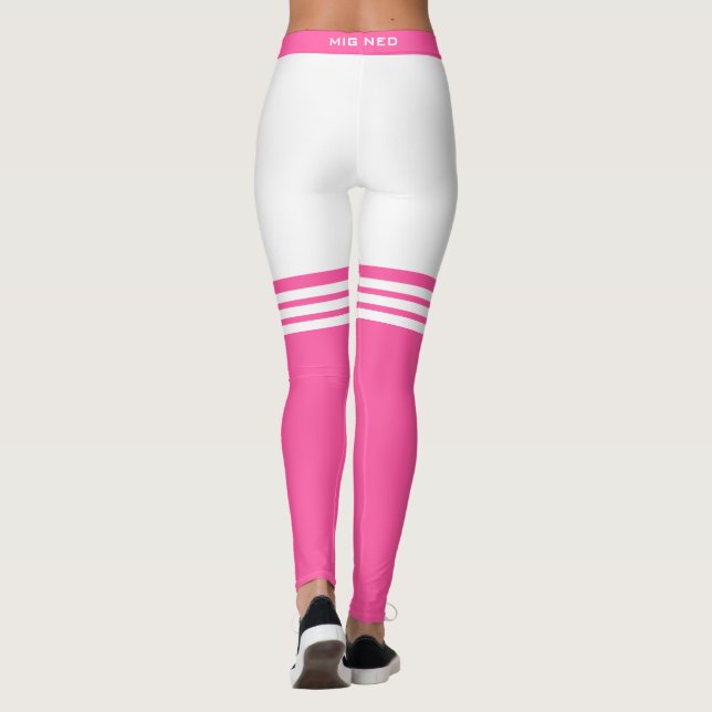 Funny White Leggings Faux Pink Over Knee Socks (Back)
