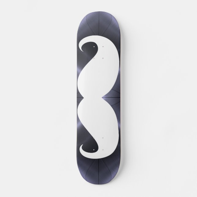 Funny white mustache 18 skateboard (Front)