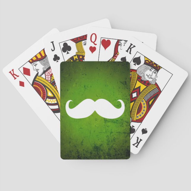 Funny White Mustache 3 Poker Cards (Back)