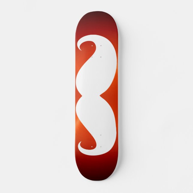 Funny white mustache 7 skateboard (Front)