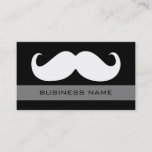Funny White Mustache and Plain Black Business Card