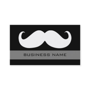 Funny White Mustache and Plain Black Business Card