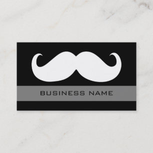 Funny White Mustache and Plain Black Business Card
