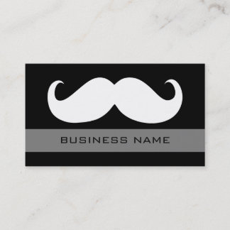 Funny White Mustache and Plain Black Business Card