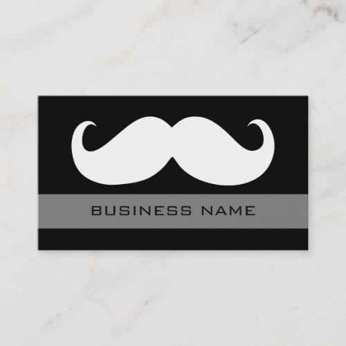 Funny White Mustache and Plain Black Business Card Template