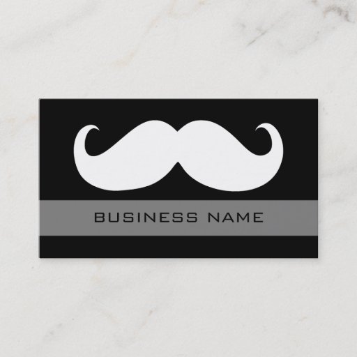 Customizable Funny White Mustache and Plain Black Business Card Template