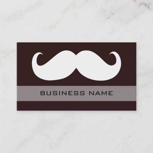 Funny White Mustache and Plain Brown Business Card